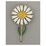 Vintage Enamel Daisy Flower Brooch