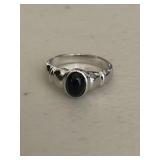 Sterling Silver Cabochon Estate Sapphire Ring