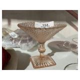 Pink Depression Glass Pedestal Candy Dish