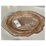 1930's Pink Depression Cake Plate