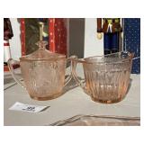Pink Depression Glass Cream & Sugar Set