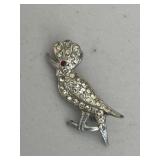Vintage Rhinestone Tropical Bird Brooch