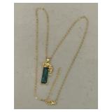 Estate Emerald Quartz Panther Necklace