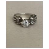 Sterling Silver White Sapphire Engagement Ring