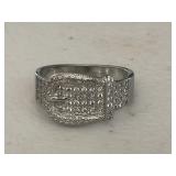 Sterling Silver Diamond Accent Buckle Ring