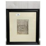 Fraktur Style Framed Folk Art