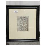 Fraktur Style Framed Folk Art