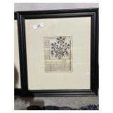 Fraktur Style Framed Folk Art