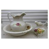 Buffalo Pottery 3 Piece Pitcher & Bowl Set