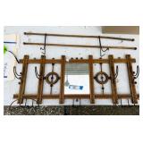 Mirrored Oak Hat Rack & Shelf