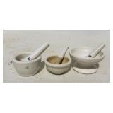 3 Miniature Porcelain Mortar & Pestles