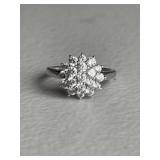 Sterling Silver White Sapphire Cocktail Ring