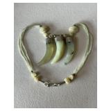 Vintage Jade Silver Claw Necklace