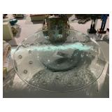 Blown Glass Art Deco Flying Saucer Bowl