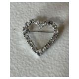 Vintage Crystal Heart Brooch