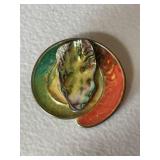 Vintage Estate Albone Shell & Enamel Brooch
