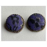 Large Retro Purple Gold & Black Earrings