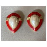 Vintage Pearl & Enamel Earrings