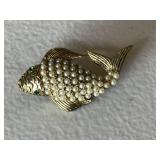 Vintage Pearl Fish Brooch