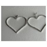 Large Rhinestone Crystal Heart Earrings