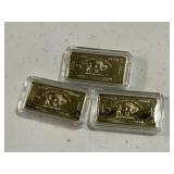 Three 24K Gold Clad Bars