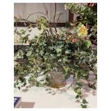 Large Glazed Planter & Greenery