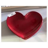 6 piece Red Glitter Heart Plates
