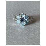 Sterling Silver Sapphire & Blue Topaz Ring