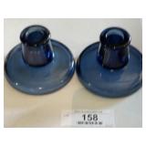 Vintage Cobalt Blue Glass Candleholders