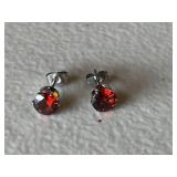 Solitaire Garnet Earrings