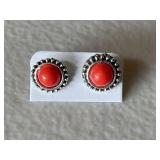 Southwest Style Red Coral Earrings