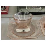 Pink Depression Glass Cup & Saucer