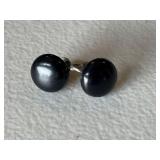 Vintage Black Button Earrings