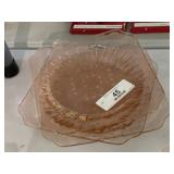 3 Pink Depression Glass Snack Plates Bowl