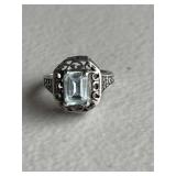 Sterling Silver Estate Blue Topaz Ring