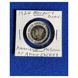 Souvenir with 1924 Mercury Dime