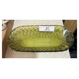Green Glass Gravy & Butter Dish