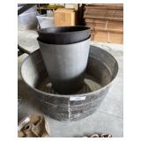 Vintage Galvanized Wash Pale & 2 Cans