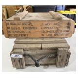 2 Vintage Wooden Ammo Boxes