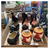 2 Pig Trinket Holders & Bird Figures