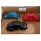 3 Volkswagen Beetle Bug After Shave Bottles