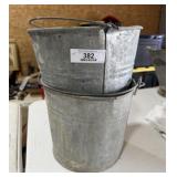 2 Vintage Galvanized Buckets