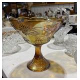 Vintage Gold Carnival Glass Pedestal Dish