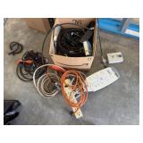 Box of Electric Cords & Surge Protectors