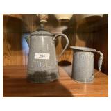 Gray Granite Coffee Pot & Oil Can