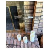 Wire Cross, Electric Candles & 2 Artificial Plants