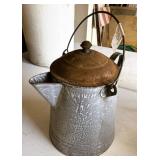 Old Enameled Graniteware Coffee Pot