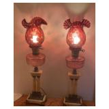 Pair of Vintage Electrified Oil Lamps