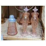 3 Pink Depression Glas Shakers