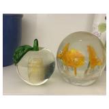 2 Art Glass Paperweights